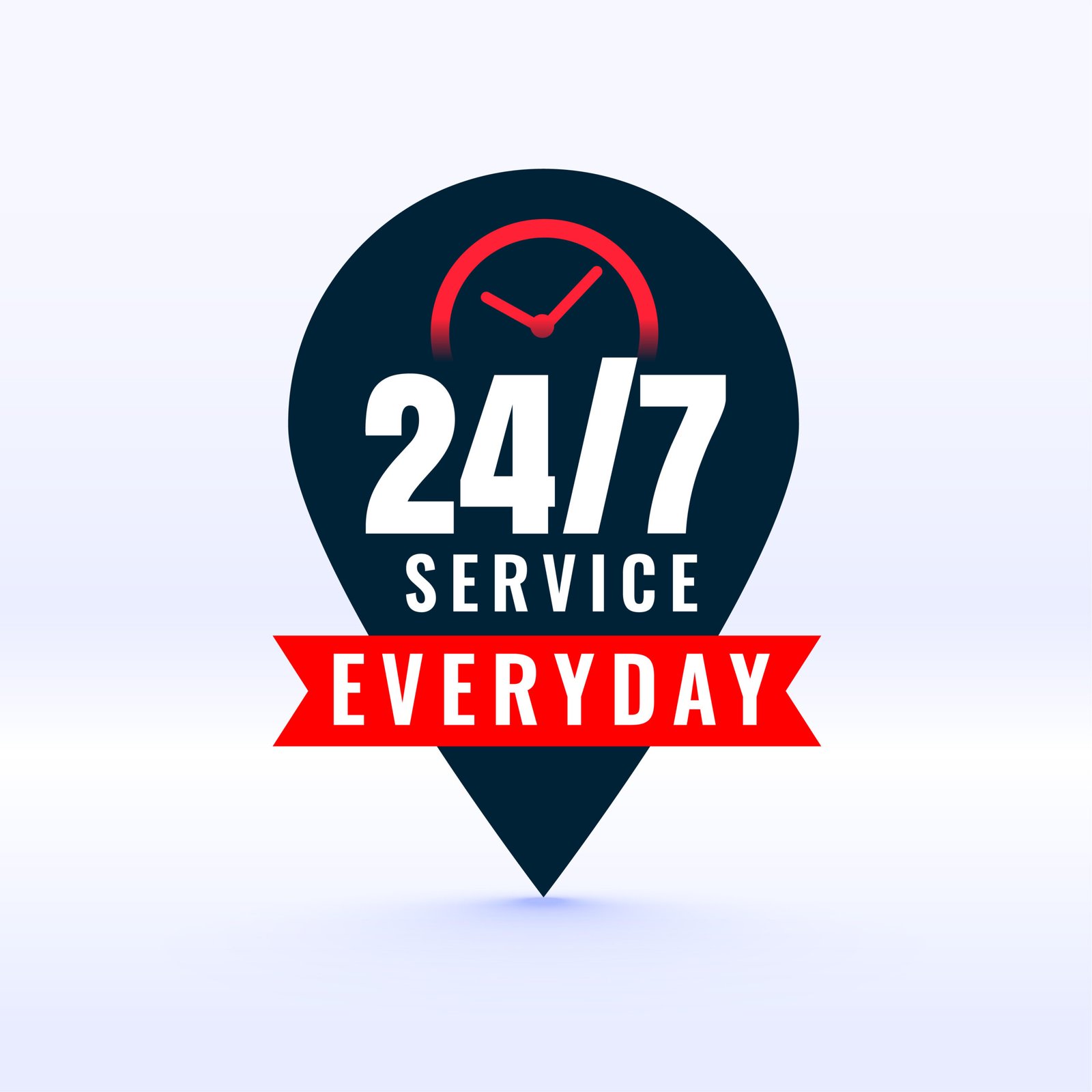 24 hours service everyday label with pointer design